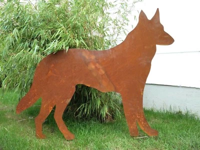 Edelrost Gartenstecker Hund Eisen 1mm rost Garten Tier Deko L116H91cm 031875 - Bild 1 von 4