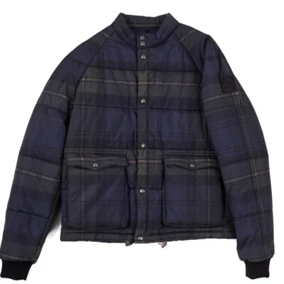 NUEVO CON ETIQUETAS BELSTAFF para Goodwood Chaqueta acolchada a cuadros estampada verde marino L (UE 50) Foto 1 de 4