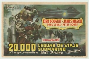 20,000 Leagues Under the Sea (1954) Kirk Douglas Spanish Movie Herald 1956