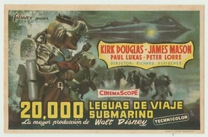 20,000 Leagues Under the Sea (1954) Kirk Douglas Spanish Movie Herald 1956 - Picture 1 of 2