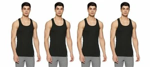 Jockey Men's Black Solid Cotton Racer Back Vest Inner Wear Sports Pack Of 4 - Bild 1 von 5