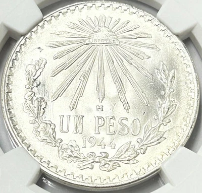 1944 M Mexico Silver Peso NGC MS67 Well Struck High Grade Blazer - Image 1 of 4