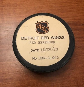Red Berenson 1973-74 Detroit Red Wings Goal Scored Puck. 173rd Career Goal - Picture 1 of 3