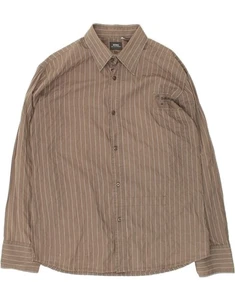 G-STAR Mens Shirt 2XL Brown Pinstripe Cotton BC09 - Picture 1 of 3
