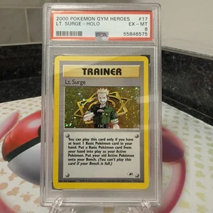 PSA 6 EX-MT 2000 Pokemon Lt. Surge Gym Heroes Holo Karte 17/132 - Bild 1 von 7