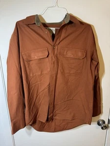 Cabelas Deerskin Soft Chamois Mens L Flannel Rust Orange All Season Heavyweight - Picture 1 of 10