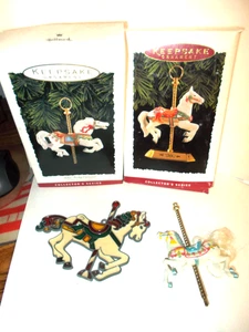 VINTAGE 3 KONVOLUT KARUSSELL PFERDE ORNAMENTE GEBRAUCHT - Bild 1 von 13