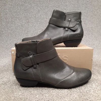 Taos Ankle Boots Women's Size 10 Grey Leather Bootie Zipper Pull On MOD-13419 - Image 1 of 4