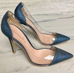 Bombas Gianvito Rossi Milano Plexi Azul Brillo Transparente PVC Paneles Talla 37 (US 6.5) - Imagen 1 de 5