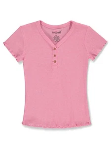 Pink Angel Girls' Knit Henley T-Shirt Color: black Size: 4 - Picture 1 of 6
