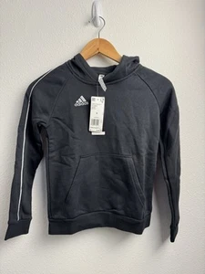 Adidas Boys Size Small /9-10 years Black fleece Hoodie Sweatshirt $45 NEW - Picture 1 of 7