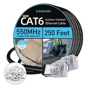 Cat6 abgeschirmtes Ethernet-Kabel für den Außenbereich 250 Fuß wasserdicht und UV-beständig Dir... - Bild 1 von 7