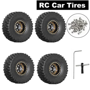 4Pack 1.0" Brass Beadlock Wheel Rims Tires For 1/18 TRX4M 1/24 SCX24 FCX24 Parts - Picture 1 of 9