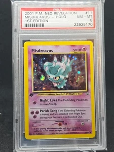 1st Edition Misdreavus Holo 11/64 - Neo Revelation - PSA 8 NM-MT - Picture 1 of 2