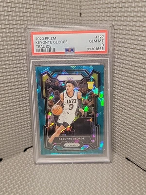 2023-24 Panini Prizm - Teal Ice #127 Keyonte George PSA GEM 10 106/225 - Image 1 of 2