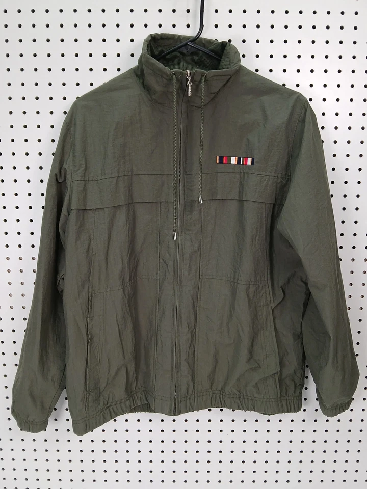 Chaqueta cortavientos estilo militar verde oliva talla mediana barra de cinta Foto 1 de 4