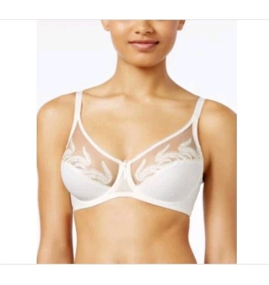 Sujetador Wacoal 40DD Pluma Bordado Cobertura Completa Con Aros 85121 Marfil Nuevo con Etiquetas Foto 1 de 4