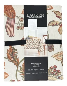 Ralph Lauren JACOBEAN FLORAL & BIRDS 60” x 120” Rust Green Oblong Tablecloth NEW - Picture 1 of 3