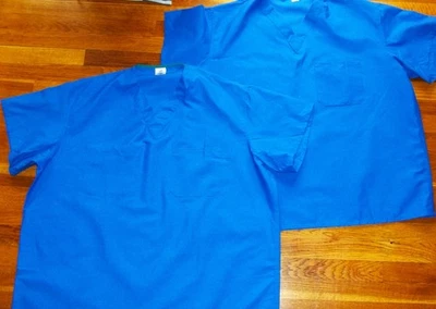 TWO, NEW, Unisex, Royal Blue, V-Neck SCRUB TOPS, XXL, 2X large - Image 1 of 3