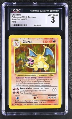 CGC 3 German Charizard 1999 Base Set 4/102 Holo Pokemon Card - Image 1 of 2