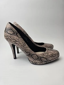 M&S Faux Snakeskin Leather Slip On Stiletto Court Shoes UK Size 6.5 Worn Once - Picture 1 of 9