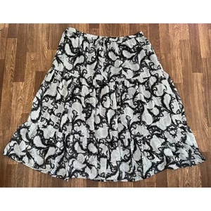 Presswick & Moore gesmokte Taille Stufenrock Paisleymuster lässig fließend 2X - Bild 1 von 5