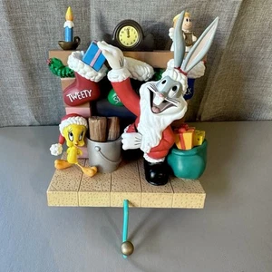 Looney Tunes Stocking Hanger Holder Bugs Bunny Santa Tweety 1996 Christmas - Picture 1 of 5