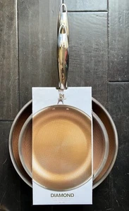 Lexi Home Diamond 8” & 10” Skillet SET Copper Tri-Ply Stainless Steel Fry Pan - Picture 1 of 4