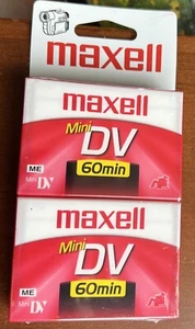 Maxell Mini DV Camcorder Cassette Tapes 60 Minutes 2 Pack DVM60SE New Sealed - Picture 1 of 2
