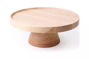 Rubber Wood Cake Stand, 12.52IN Dia x 5IN H, 3.9 lb, Natural Wood Color - Picture 1 of 4