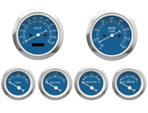 MOTOR METER RACING Classic Blue 6 Gauge Set Electrical Speedometer KMH °C BAR - Bild 1 von 11