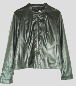 NWOT Womens Cole Haan Signature Black Faux Leather Jacket Size Medium Runs Small - Picture 1 of 12