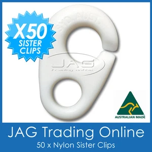 50 x NYLON SISTER CLIPS - Boat/Yacht/Sailing/Marine/Nautica/Flag/Pennant Staff - Picture 1 of 3