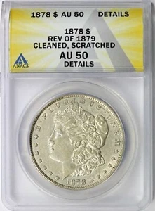 1878 Rev 79 Morgan Silver Dollar $1 ANACS AU50 Details - Picture 1 of 4