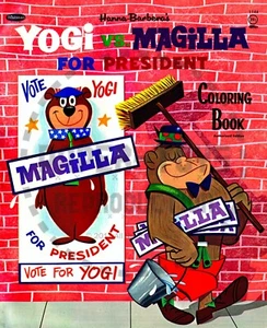 VINTAGE REPRINT - 1964 - YOGI VS. MAGILLA FOR PRESIDENT COLORING BOOK SAMPLER - Picture 1 of 12