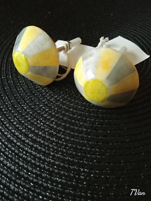 MODERNO Tiradores de Cajón Aspecto Mármol 1.5" Herrajes de Montaje Gris Lima/Amarillo (2) NUEVO Foto 1 de 4