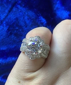 Beautiful Imena Sterling Silver Engagement Ring Cocktail CZ Stones Size 5 - Picture 1 of 8