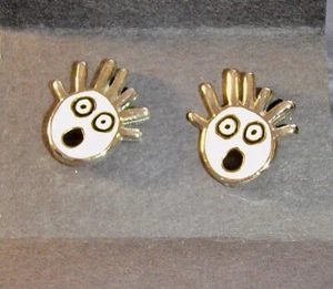 Vintage 1990's Scared Guy by Katie Earring K Freedman Guisewite Studio Enamel - Picture 1 of 3