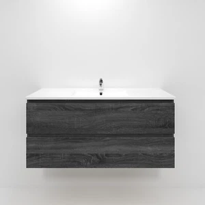 1200mm Dark Grey MDF Bathroom Vanity 2 Drawers Wall Hung with Ceramic Top - Picture 1 of 13
