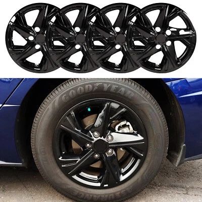 Juego de 4 cubiertas de llantas negras brillantes de 16" para Hyundai Sonata SE 2020-2023 Foto 1 de 4