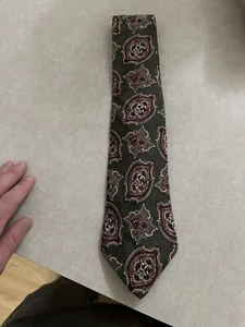 Mens Neck Tie Woodward Italy Made 100% Silk Burgundy Red Gray Blue Green White - Picture 1 of 3