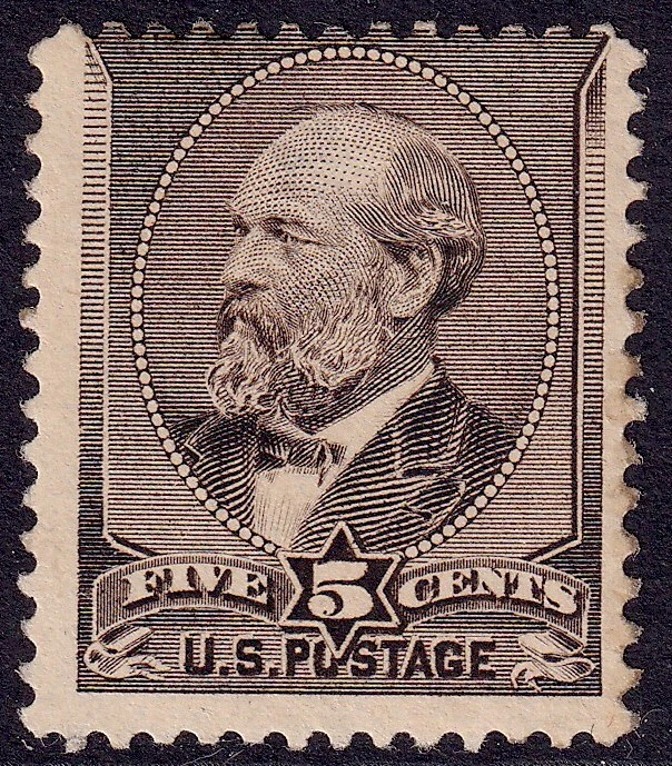 US Scott 205, 1882 Garfield, 5c gray brown, H MINT - Image 1 of 1