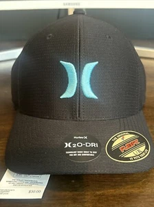 Hurley Large Black H2O DRI Pismo Flexfit Blue Logo MSRP $30 - Picture 1 of 7