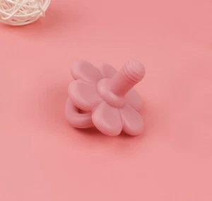Pacifier Silicone Flower Shape Infant Teether Soother Handle Color Pink - Picture 1 of 2
