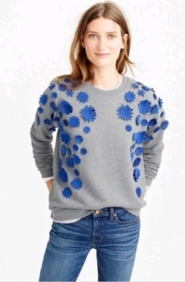 Sudadera suéter gris con flores azules reales talla Xxs J Crew para mujer Foto 1 de 2
