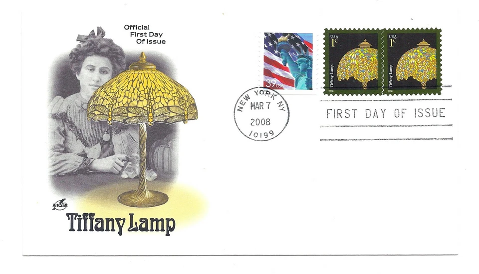 3749A 1c Tiffany Lamp PSA Pane, '2008',  ArtCraft FDC - Image 1 of 1