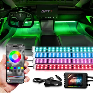 Car LED Interior Light Strip RGB Neon Glow Ambient APP Remote Control Footwell - Picture 1 of 14
