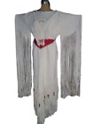 Robe de mariée femme en cuir blanc franges longues ceinture rouge powwow insigalia