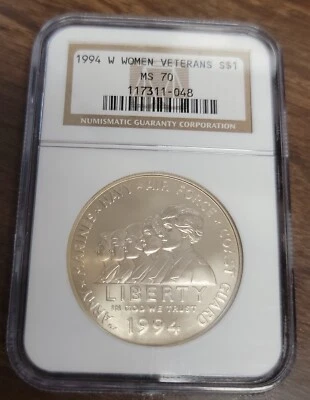 1994 W Women in Military Service Memorial Comm. Unc. Silver Dollar - NGC MS70 - Image 1 of 4