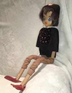 SEHR SELTEN Vintage Mabu Swiss Handmade Spieluhr Puppe Unikat Mod 60er Beatnik - Bild 1 von 10